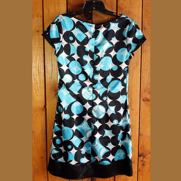 Dot Artsy Dress, 3/4, Blue Aqua and Black - Picture 3 of 4